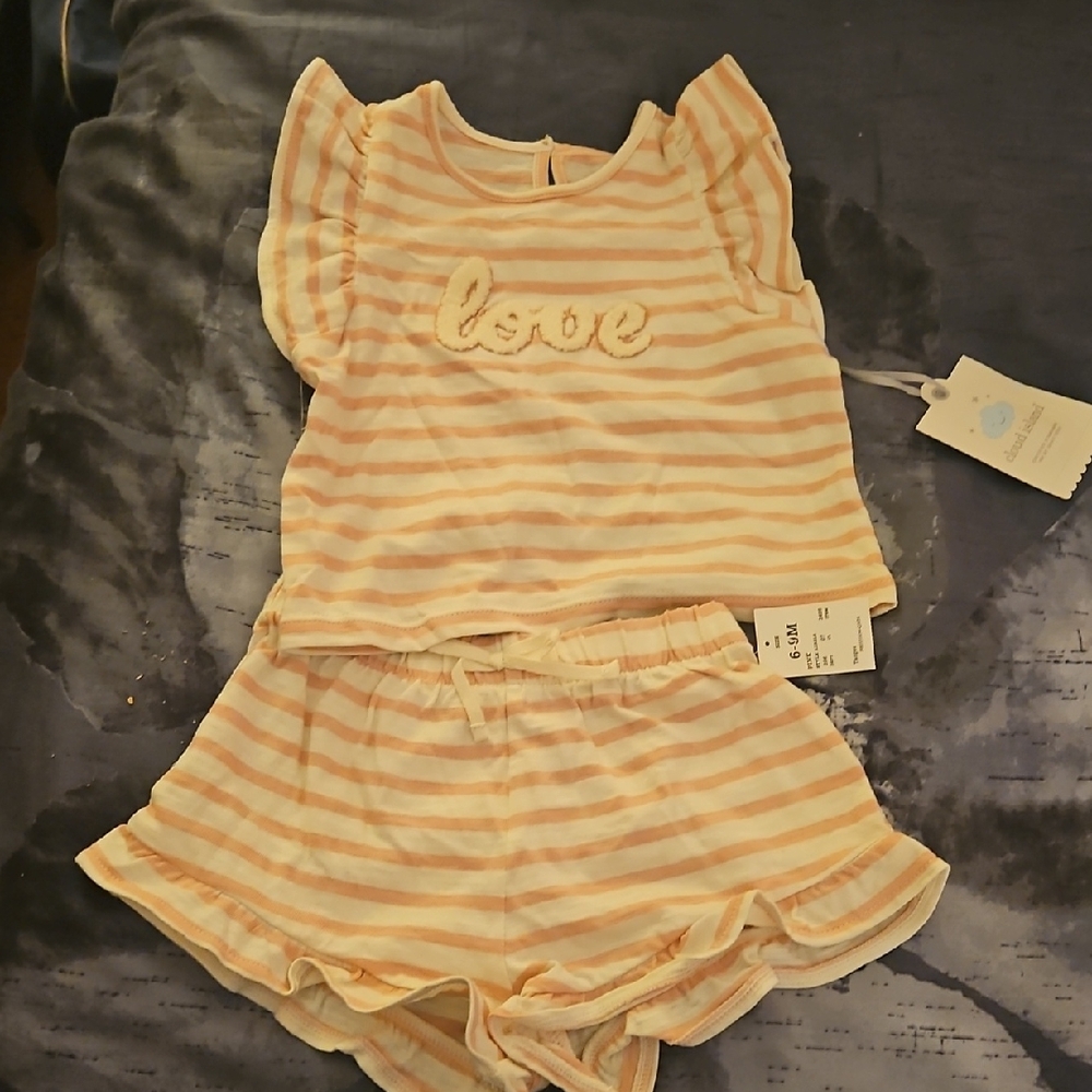 Striped Pink and White Infant Outfit